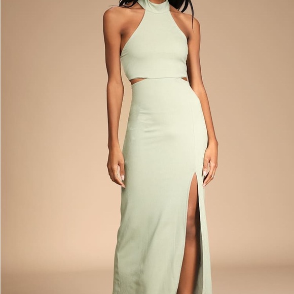 Lulus Dresses & Skirts - Lulus Sage Green Cutout Maxi Dress XS Ribbed Bodycon Summer